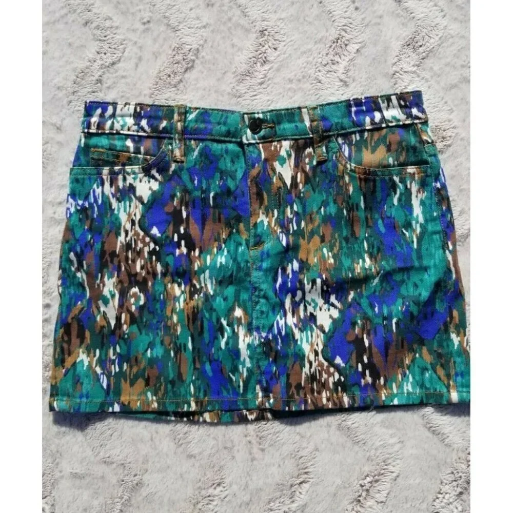 Joes Jeans Green Blue Watercolor Mini Skirt Sz 29‎